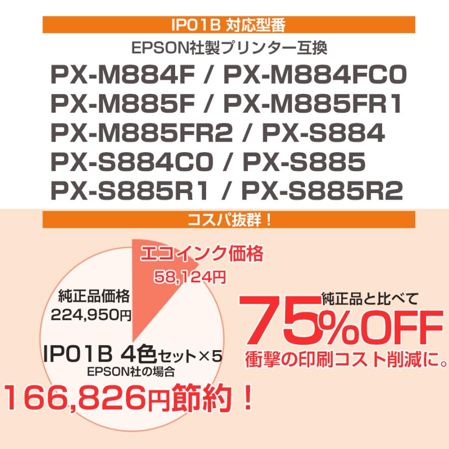 エコインク IP01 P01B 4色×5セット エプソン 互換インクパック IP01KB