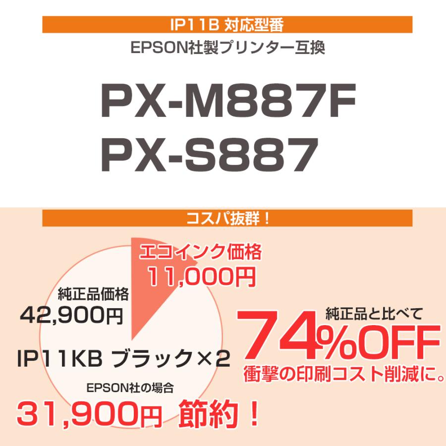 IP11KB 顔料ブラック×2個 エプソン用 互換インクパック【純正同等品質】大容量インクパック IP11B IP11KB HQ Ver.ハイクオリティ PX-M887F PX-S887