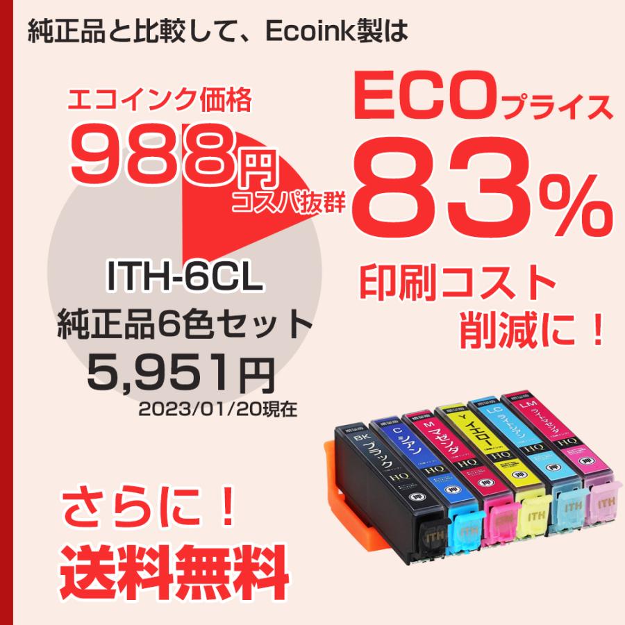 ECOプライス エプソン プリンターインク ITH-6CL イチョウ ITH6cl 6色セット EPSON 互換インクカートリッジ ITH-BK EP-710A EP-711A EP-810A EP-811A EP-709A｜diyink｜05