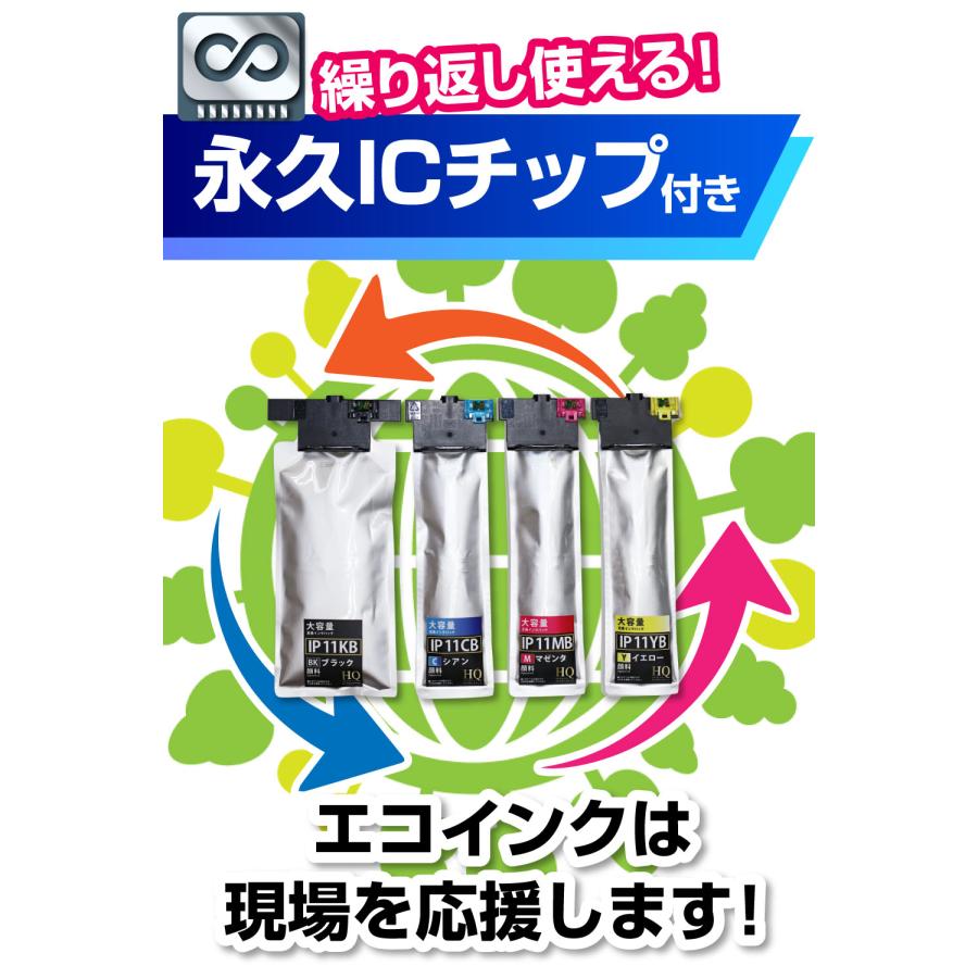 【永久ICチップ付き】IP11B 4色 スターターセット＋4交換用インクボディ【全色顔料】エプソン互換 大容量版 ip11 互換インクパック HQ Ver. PX-M887F PX-S887_3
