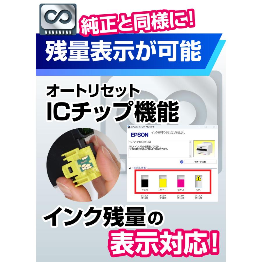 【永久ICチップ付き】IP11B 4色 スターターセット＋4交換用インクボディ【全色顔料】エプソン互換 大容量版 ip11 互換インクパック HQ Ver. PX-M887F PX-S887_6