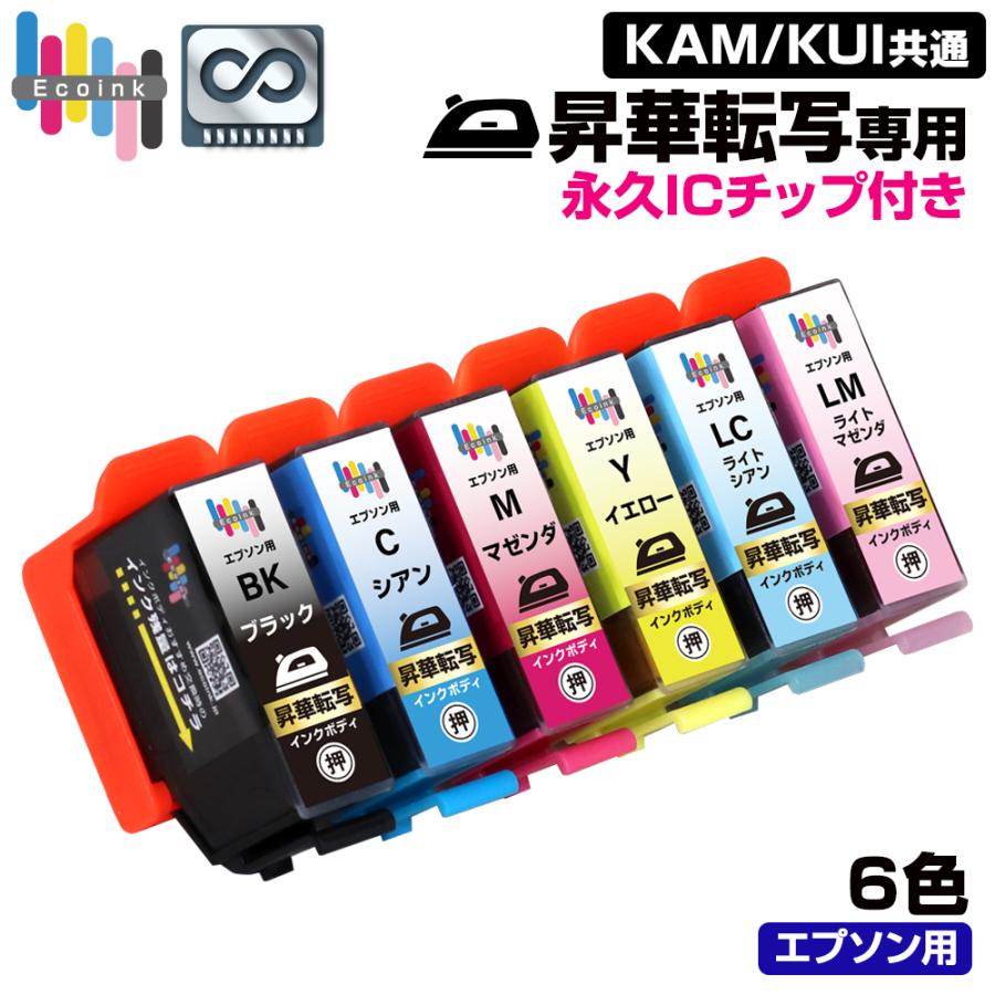エコインク 【永久ICチップ付き】昇華転写専用 インクカートリッジ 6色