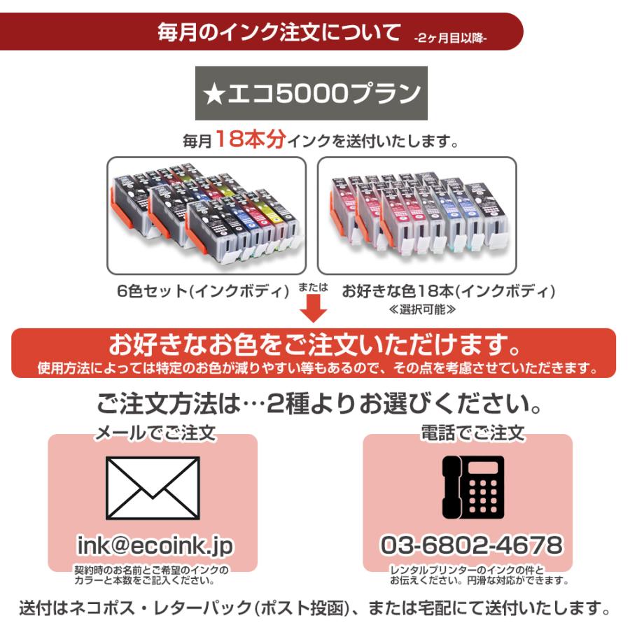 【レンタル】期間12ヶ月(360日) レンタルプリンター TS8530「 エコ5000プラン 」BCI-381 / 380 インク6カラー付 ...