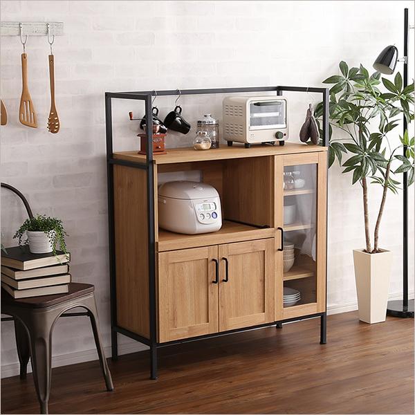 【ホームテイスト GREACK グリック ヴィンテージレンジ台 食器棚 ラック】 ホームテイスト ヴィンテージレンジ台 幅93.5cm GREACK-グリック