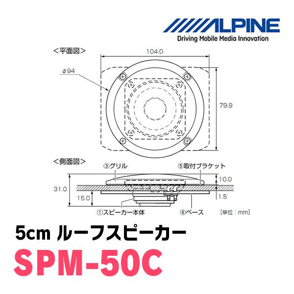 ALPINE アルパイン / SPM-50C OPTMシステム用 5cm ルーフ ALPINE アルパイン / SPM-50C OPTMシステム用 5cm ルーフ