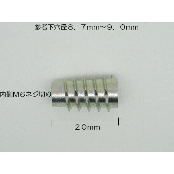 ムラコシ 鬼目ナット Ｅタイプ Ｍ６×２０ｍｍ ねじ込みタイプ ＤＩＹ連結金具 組み立てナット 家具ネジ ジョイントナット メール便可｜diypartner｜02