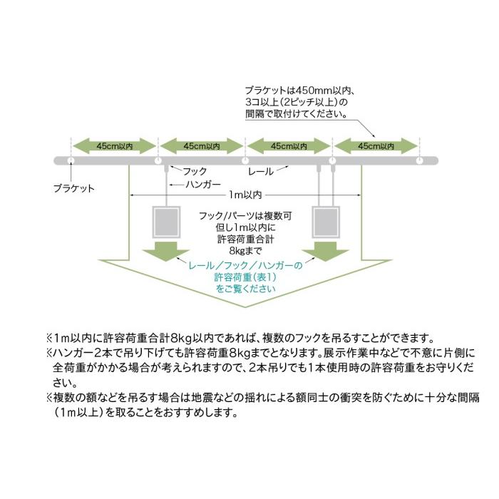 TOSO ピクチャーレール S−1 ホワイト 1m ネジ止タイプ|diypartner|04