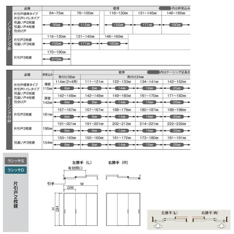 【オーダーサイズ 】リクシル ラシッサD ラテオ Ｖレール方式 片引戸 2枚建 ALKD-LGL ノンケーシング枠 Ｗ1748〜2954mm×Ｈ1728〜2425mm_3