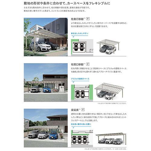 カーポート 2台駐車場 W4954(5988)×L6102 フーゴF 2台用 屋根連結(段違い) 24-24-54型 熱線遮断FRP板DRタイプ リクシル LIXIL 車庫 ガレージ 本体_7