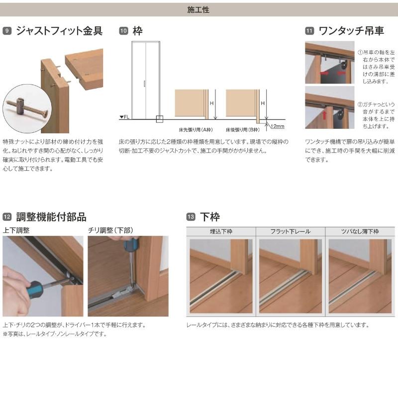 クローゼットドア 折れ戸 本体×3P(6枚) レールタイプ ノンケーシング枠 RAA 把手 ラフィス 2423/2623/2723 リクシル LIXIL Raffis 建具 交換 リフォーム｜diysetubishop｜06