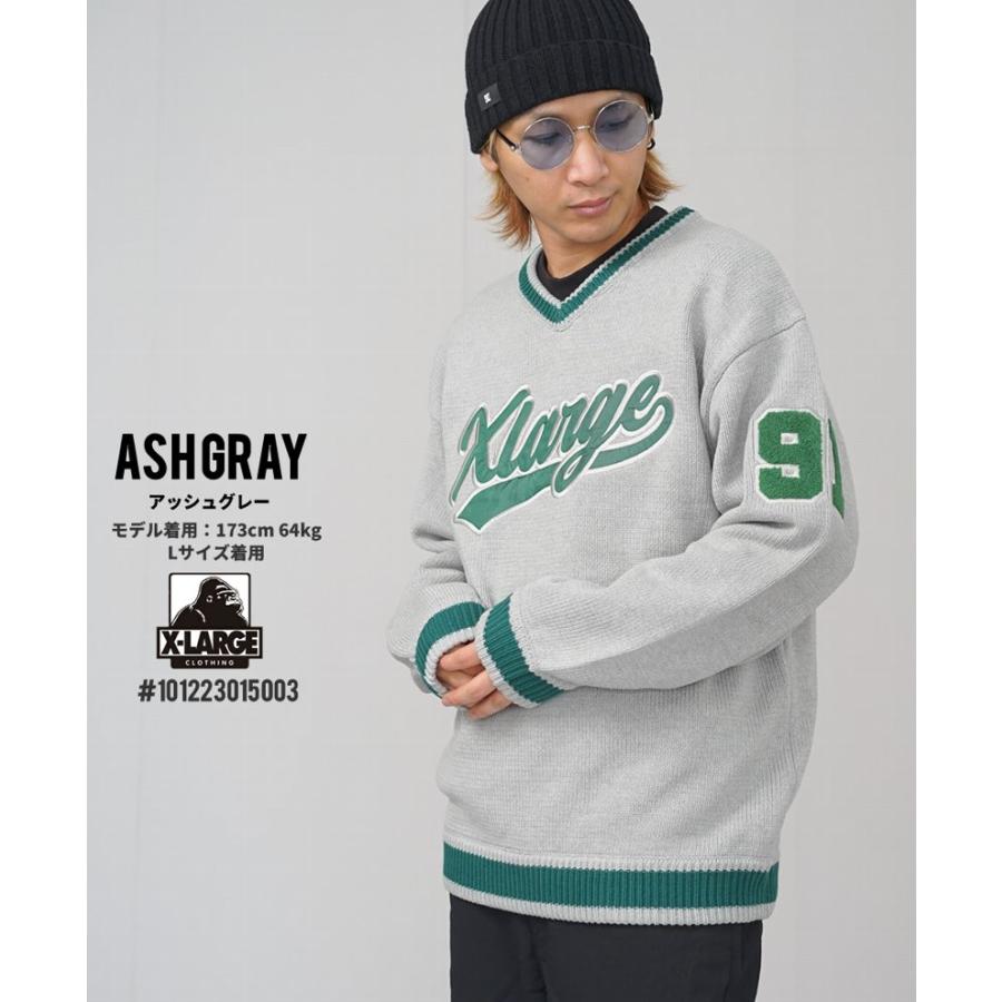 XLARGE（エクストラ ラージ） ニット セーター Vネック メンズ ロゴ 