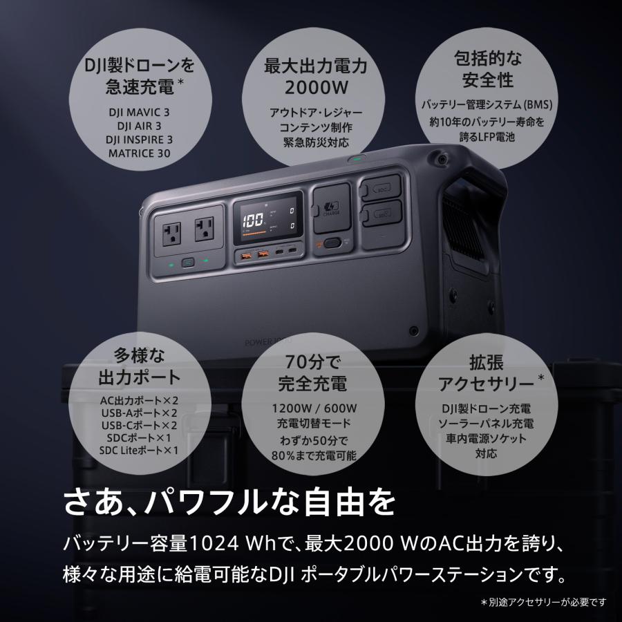 ポータブル電源 防災 DJI Power 1000 + 120W ソーラーパネル