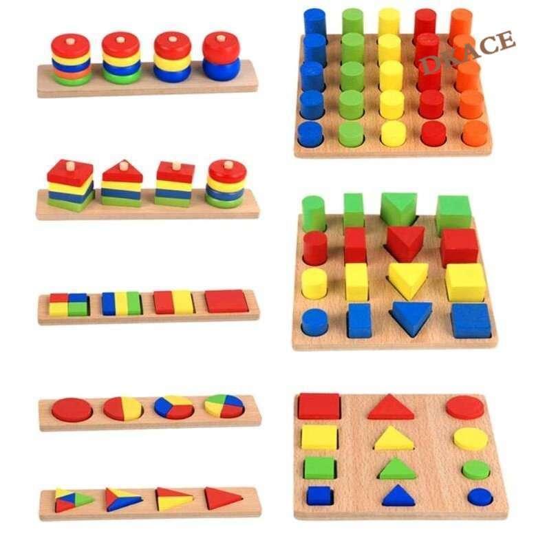 幼児向けおもちゃ 積み木 モンテッソーリ教育 知育玩具 木製 学習 パズル 色 形 図形などの認知力を鍛える 8セット Hlp Dk商事 通販 Yahoo ショッピング