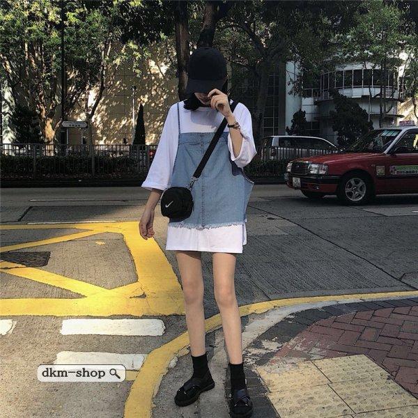 デニム キャミソール 重ね着 トップス レディース セットアップ Tシャツ ワンピース コーデ 体 ビスチェ 風 19nzgegg180 Dkmショップ 通販 Yahoo ショッピング