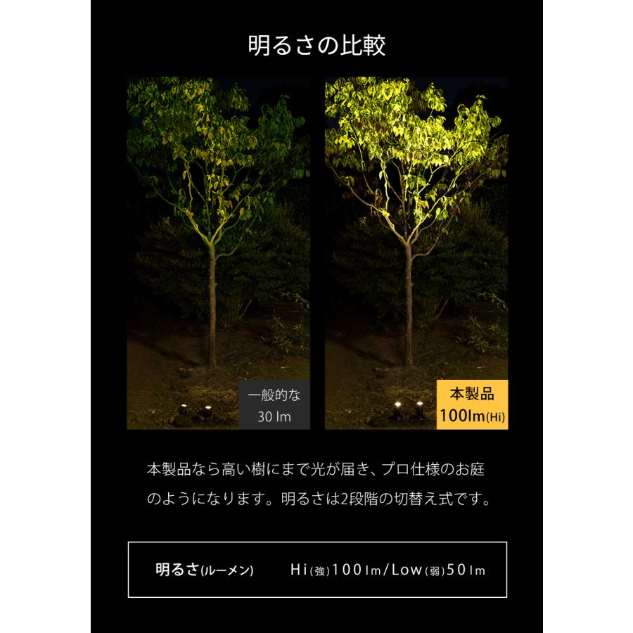 ソーラー ライト 屋外 Candor(R) 明るい IP68 防水 LEDスポットライト ガーデンライト 温暖色２灯 ソーラー ライト センサーライト 屋外 led  防水 柊 | Candor | 08