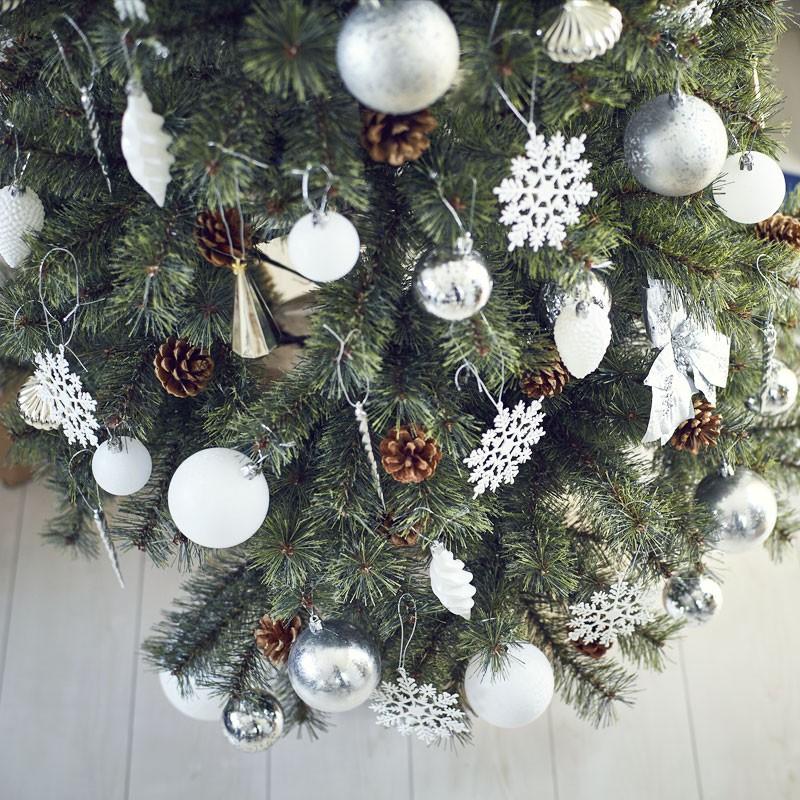 10月中旬入荷予約 クリスマス 爆安プライス オーナメント 62p Luxury クリスマスツリー オーナメントセット ボール ホワイト シャンパンゴールド シルバー フィニアル 樅