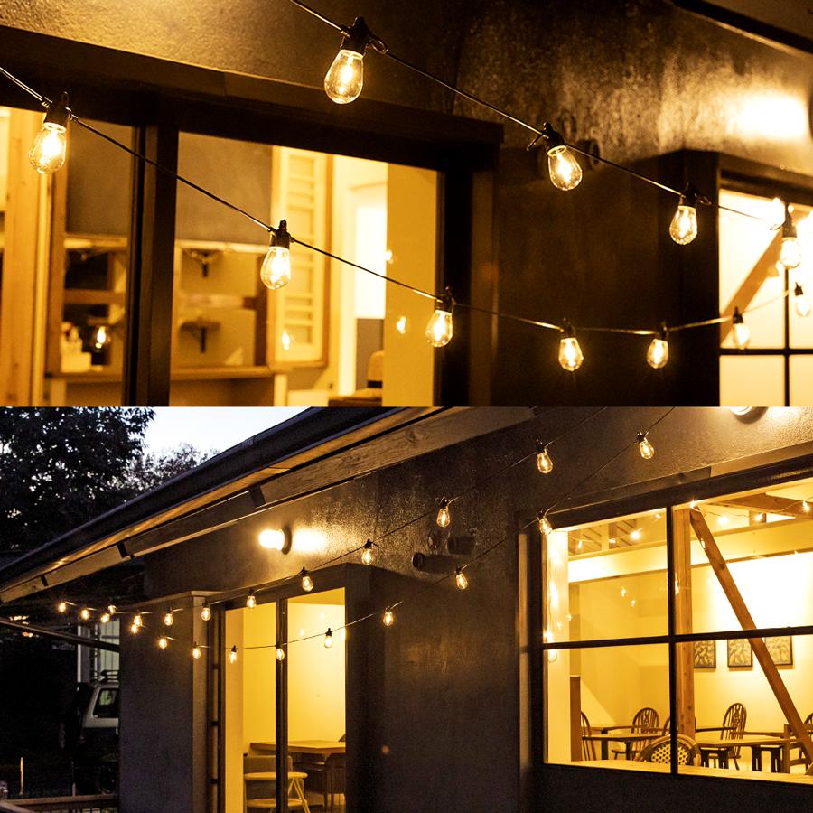 ソーラーライト 屋外 防水 明るい 充電式 電球型 ストリングライト LED リーネア 【温暖色 12連】ソーラー ライト ガーデンライト センサーライト 防水 柊 | Candor | 16