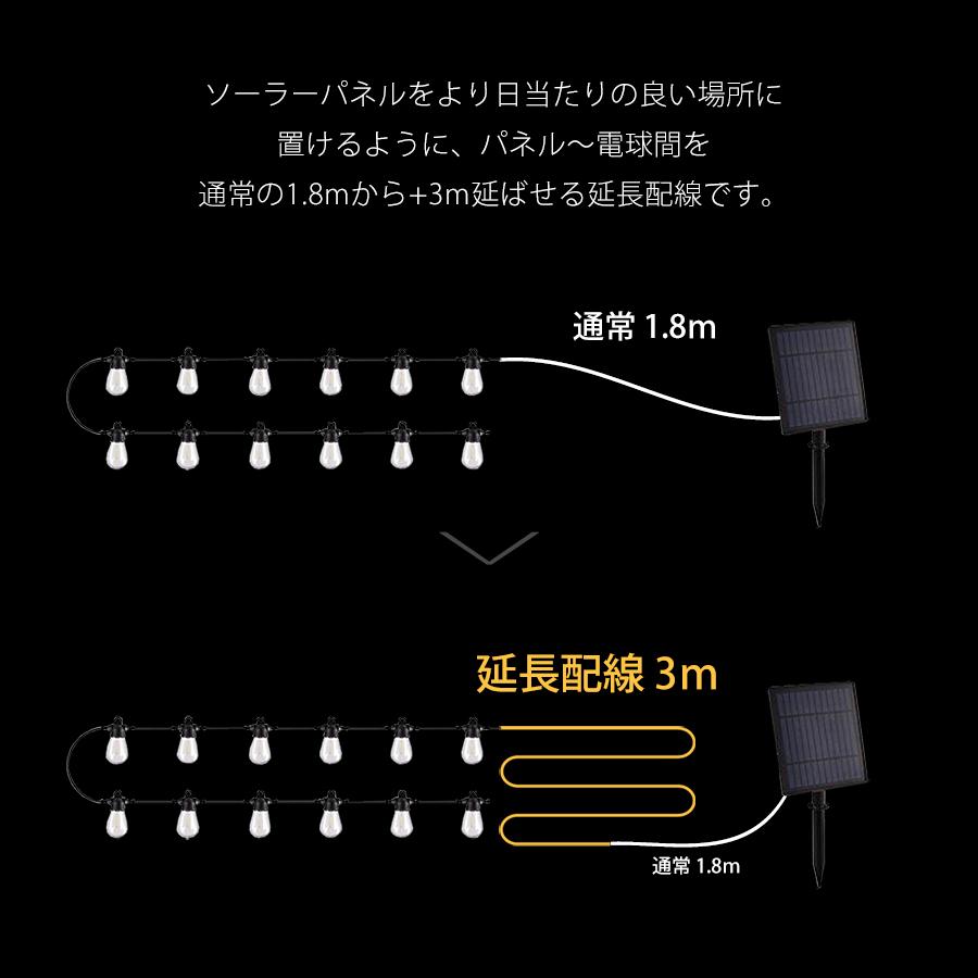 ソーラーライト 屋外 防水 明るい 充電式 ストリングライト LED リーネア専用 【3m 延長配線】柊 | Candor | 02
