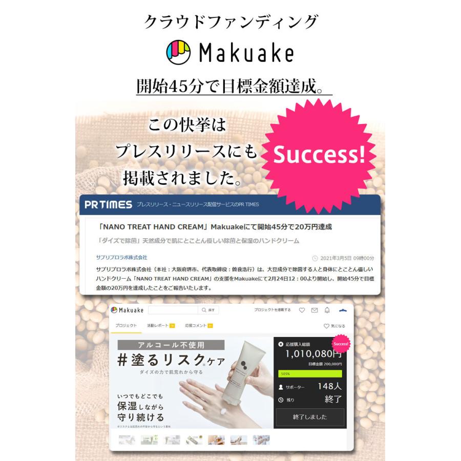 ナノトリート ハンドクリーム 80g 除菌 消臭 うるおい ウイルス対策 手荒れ ヒアルロン酸 コラーゲン ダイズ油脂肪酸 ナノソイコロイド 椚 | ブランド登録なし | 04