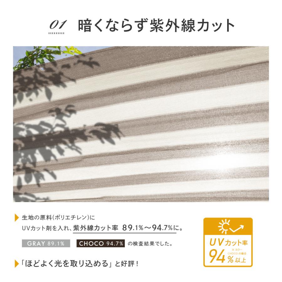 19週連続1位受賞【 品質で選ぶならCandor 】 日よけ シェード 【通気 360×100cm】 バルコニー 紫外線 94％カット UV対策 3m 大きいサイズ おしゃれ 屋外 柊 | Candor | 13