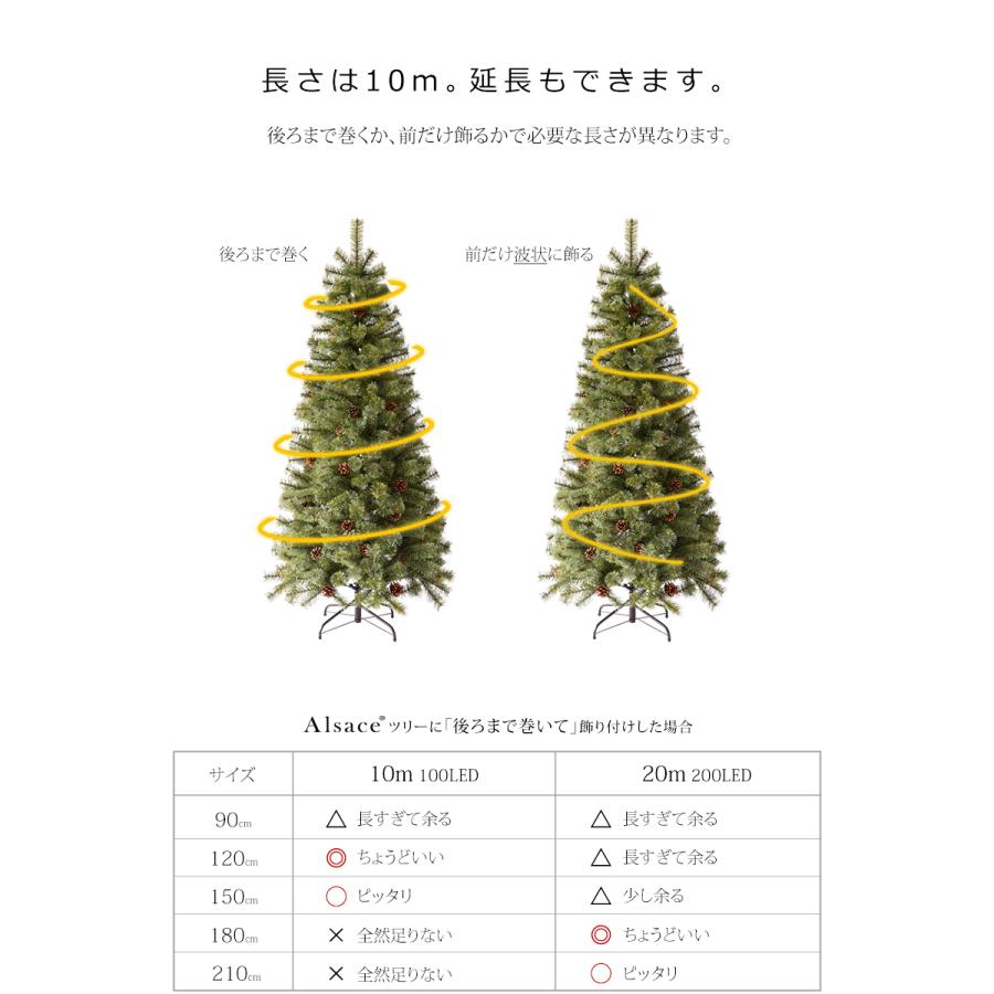 【公式 Alsace(R) 正規品】トップスター付 LED イルミネーション クリスマスツリー アルザス ACコンセント式 120cm 150cm に 160球 10ｍ タイマーON/OFF 柊 |  | 08
