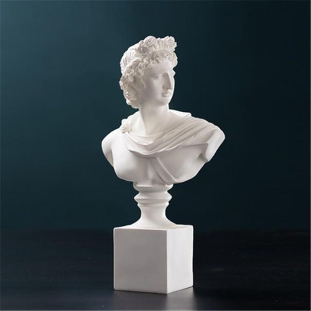 人気カラー再販 37センチギリシャ神話デビッドバスト像アポロフィギュアアート彫刻樹脂アート＆クラフト家の装飾アクセサリーR936 White