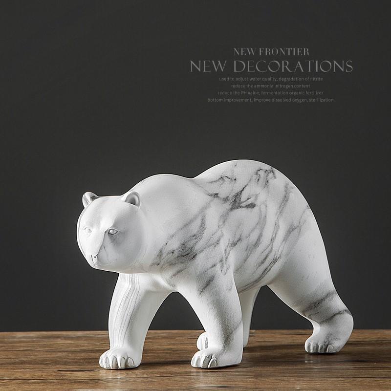 北欧幾何学的なマーブリングクマの置物折り紙動物アート彫刻樹脂アート＆クラフトホームデスクトップ装飾オフィスR1739 32x13.5x19cm