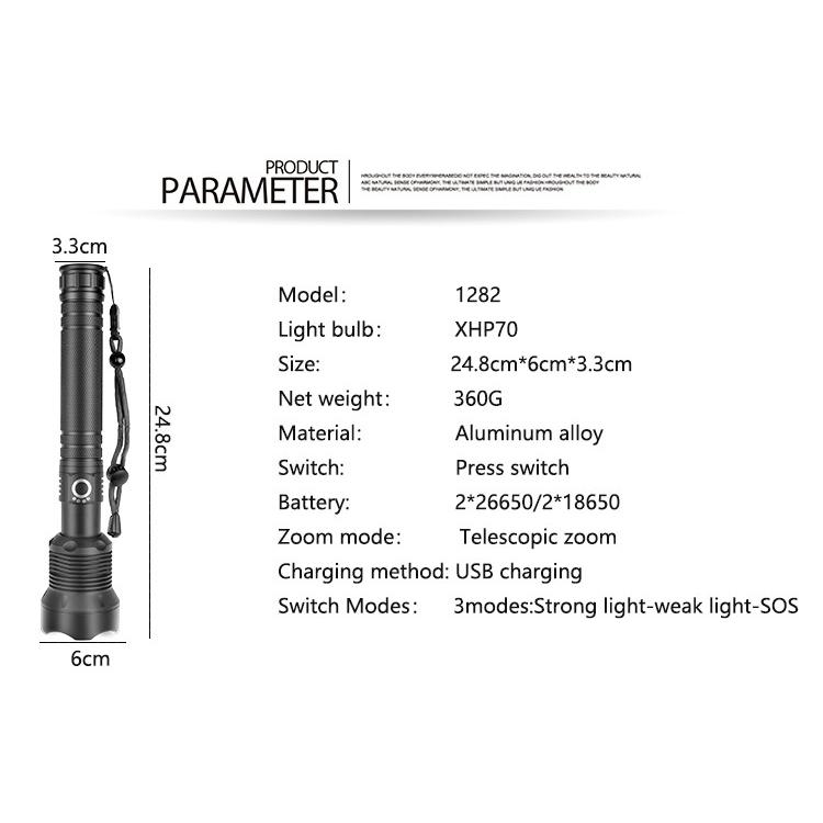 懐中電灯 ランプ XHP70.2 強力 USB ズーム LED トーチ｜dlo｜02