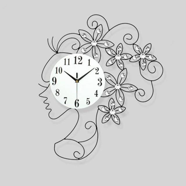 クォーツ時計 インテリア 装飾 女の子 ダンデライオン 横顔 おしゃれ ラインストーン 24cm ダンデライオン 装飾 Dlo