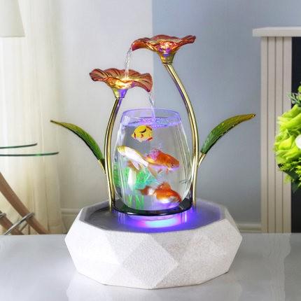 卓上水機能蓮の噴水滝カスケード屋内装飾水族館禅加湿器瞑想LEDライト水槽 Red Lotus Mist 35x35x45 cm