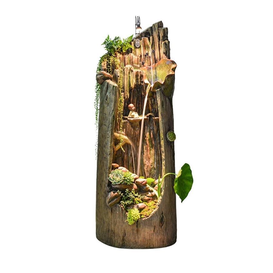 レトロ木製パイル噴水装飾品植物フラワーガーデン水風景アートツリーワ c180730751or52 S   L40W40H103cm