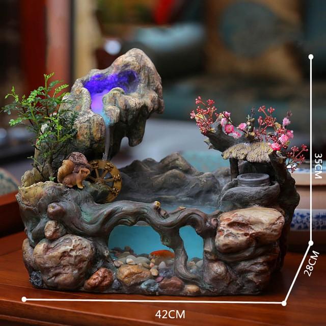 Rockery噴水水槽リビングルームデスクトップクリスタルボール屋内加湿デスクトップテレビキャビネット装飾 Type 1 42x28x35cm Www Glimex Ch