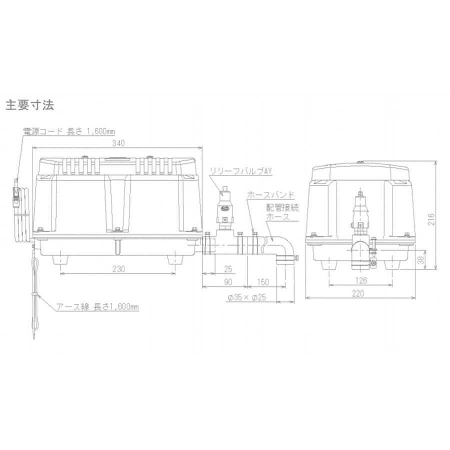 LW-150N 安永エアーポンプ 圧力計付きの画像