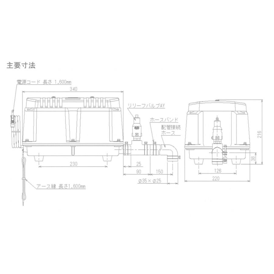 LW-200N 安永エアーポンプ 圧力計付き 2年保証の画像