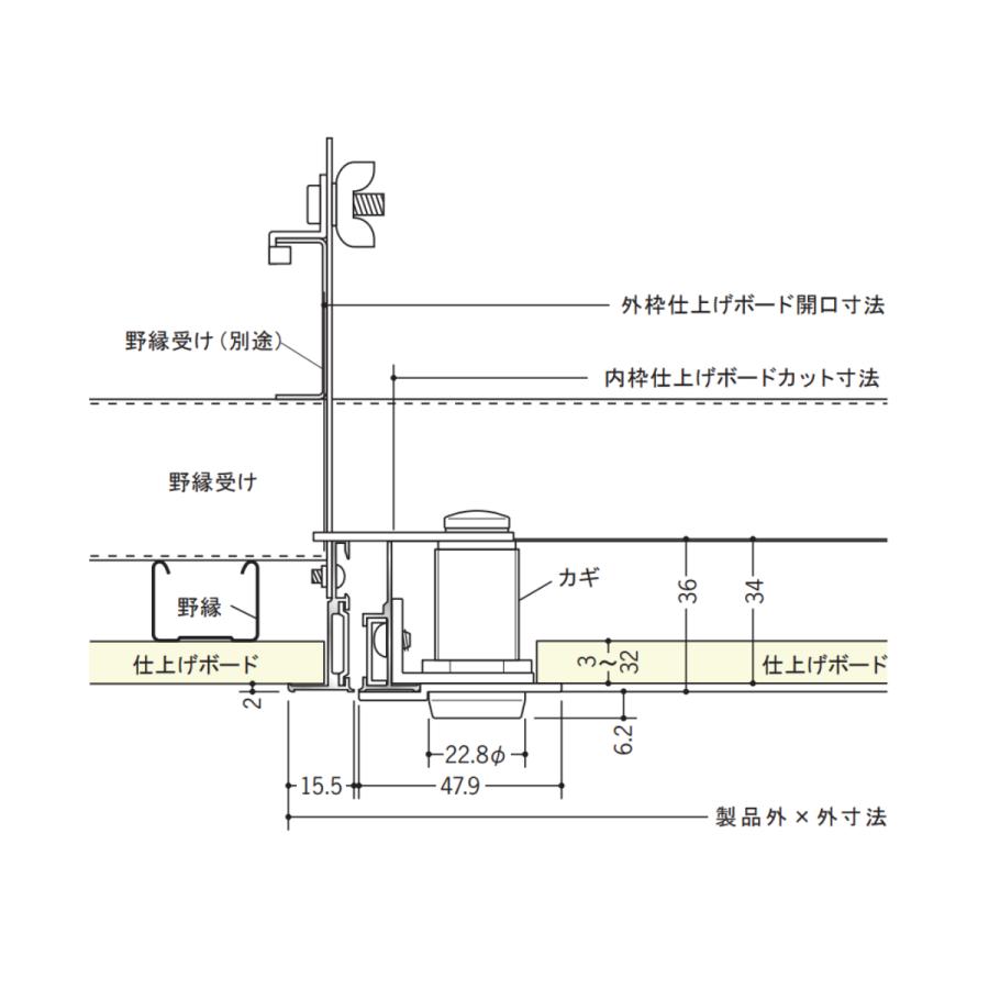 創建 アルミ天井点検口 額縁タイプ Superリーフ454LC 開口寸法