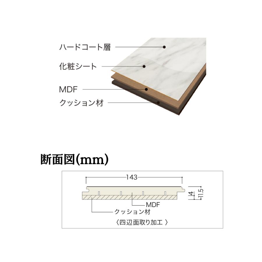 【未使用】ノダ フローリング KLT45S1-MW マーブルホワイト柄 dmkenzaiichiba_klt45s1