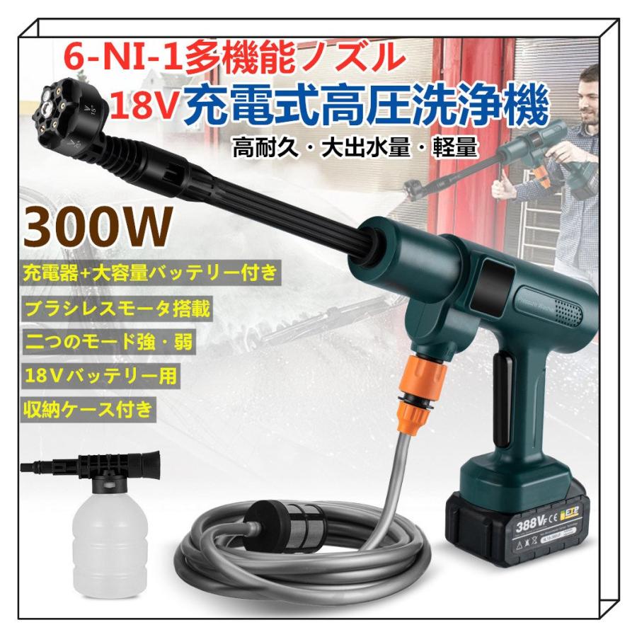 期間限定！家庭用充電式高圧洗浄機 6種類ノズル コードレス ブラシレス 