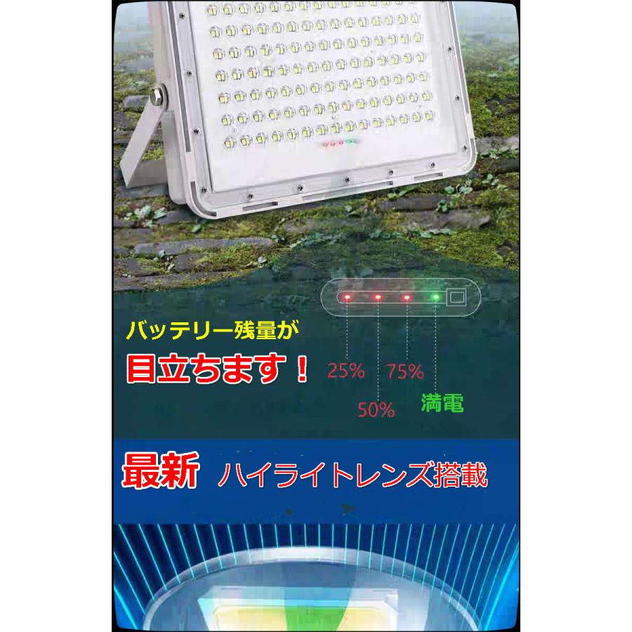 最新警告機能付！200W相当「2台セット400W相当」 ソーラー高輝度LED投光器 「光センサー、リモコン付き」調光・電量表示可ー駐車場 庭災害 停電など最適!｜dmtradingled｜04