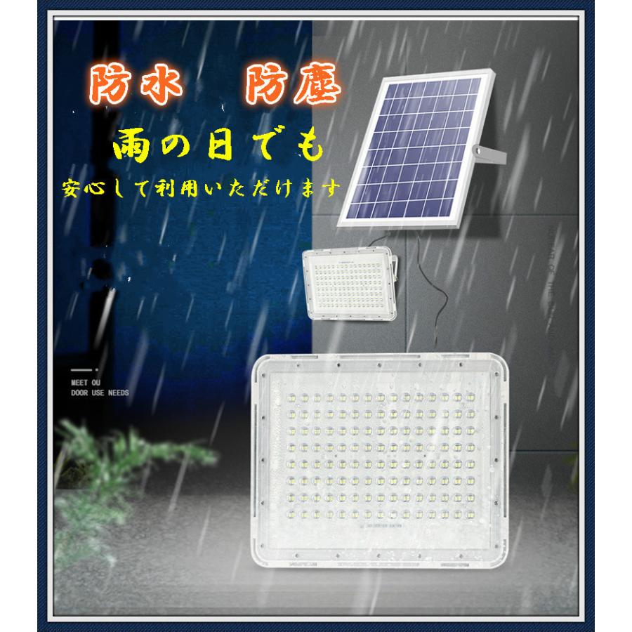 最新警告機能付！200W相当「2台セット400W相当」 ソーラー高輝度LED投光器 「光センサー、リモコン付き」調光・電量表示可ー駐車場 庭災害 停電など最適!｜dmtradingled｜05