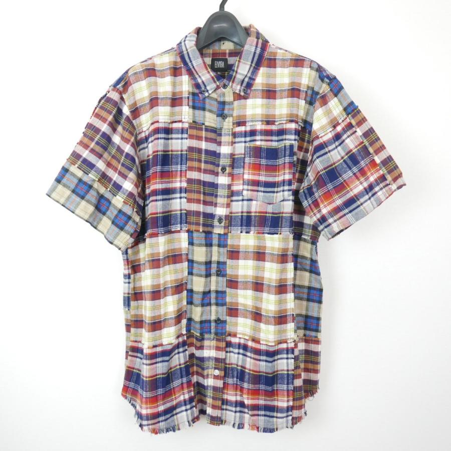 17SS ELVIRA エルビラ PATCHWORK SS SHIRT コットン 半袖 チェック 