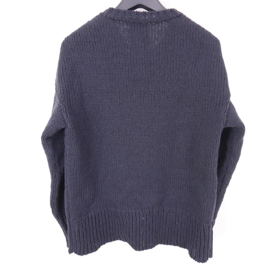 22AW visvim ビズビム LETTERMAN CREW KNIT メンズ ウール クルーネック ドロップショルダー ニット セーター NAVY 2 0122205012003｜dndiversion｜02