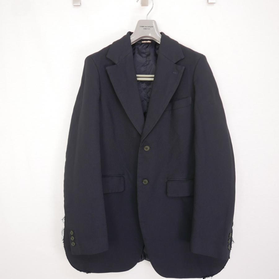 COMME des GARCONS HOMME PLUS / AD2022/刺繍/サイドカットオフ/テーラードジャケット/XS/レザー/BLK/PJ-J027 COMME des GARCONS HOMME PLUS コムデギャルソン オムプリュス Aライン