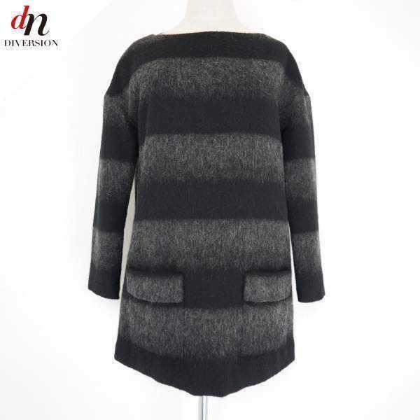 GREED グリード ウール 長袖 シャギー ボーダー ワンピース BLACK S  