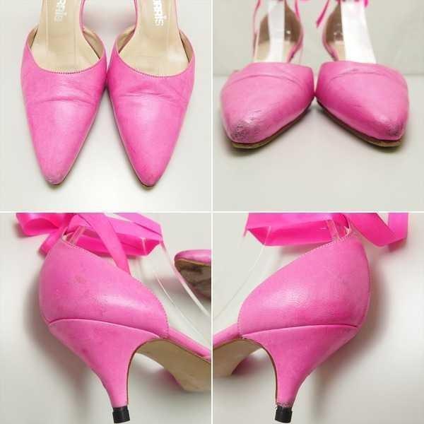 OLIVIA MORRIS オリビアモリス リボン付き レザー ポインテッドトゥ