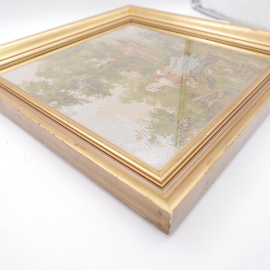 タペストリー額縁 ガクブチ 額入り 風景画 ゴブラン織 絵画 額装 インテリア 壁掛け 掛け飾り サイズ 575×575mm 裏内寸 455×455mmの画像