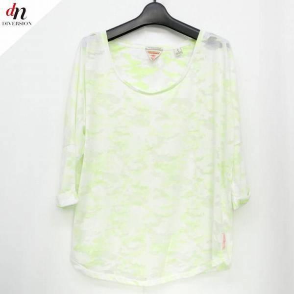 MAISON SCOTCH メゾンスコッチ 7分袖 カモフラ 迷彩 カットソー Tシャツ WHITE/LIME 1｜dndiversion