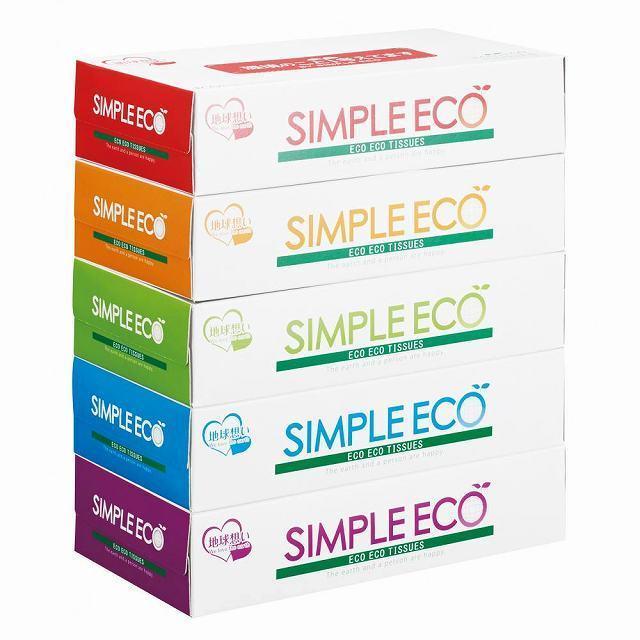 シンプルエコBOXティッシュ100W5個組 ☆ロット割れ不可 60個単位でご
