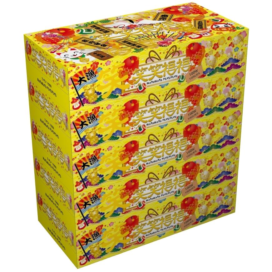 笑笑福福 BOXティッシュ 100W5P ☆ロット割れ不可 20個単位でご