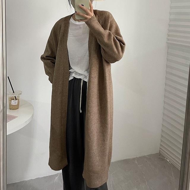 ニットカーディガン 肉厚カーディガン レディース 秋冬 無地 ロング