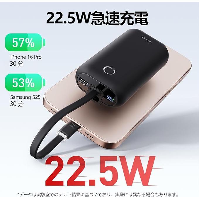 iWALK モバイルバッテリー タイプc 10000mAh 大容量 22.5W 急速充電